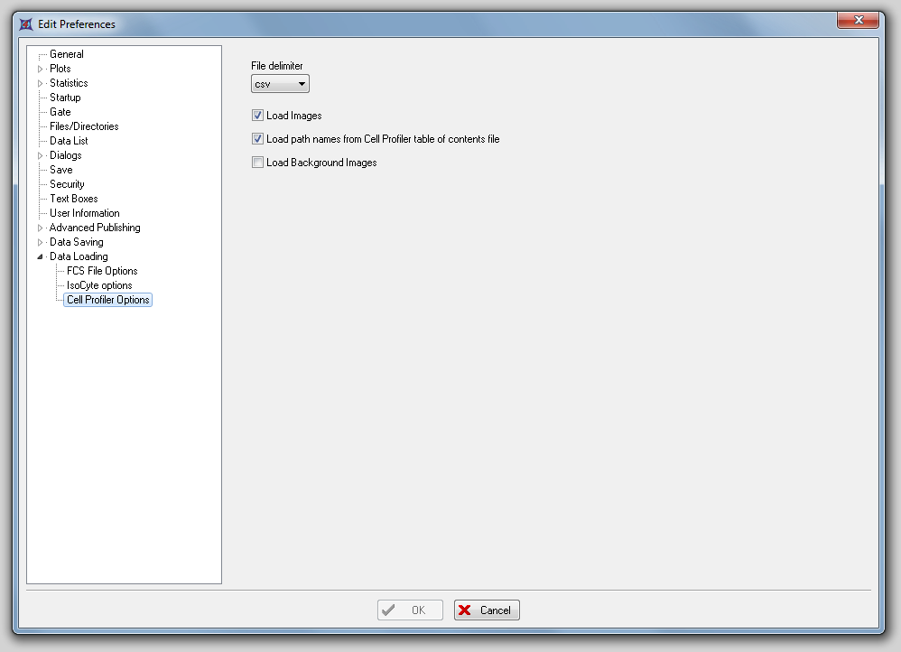 图 8.28  Cell Profiler Data Loading Options (Cell Profiler数据导入选项)